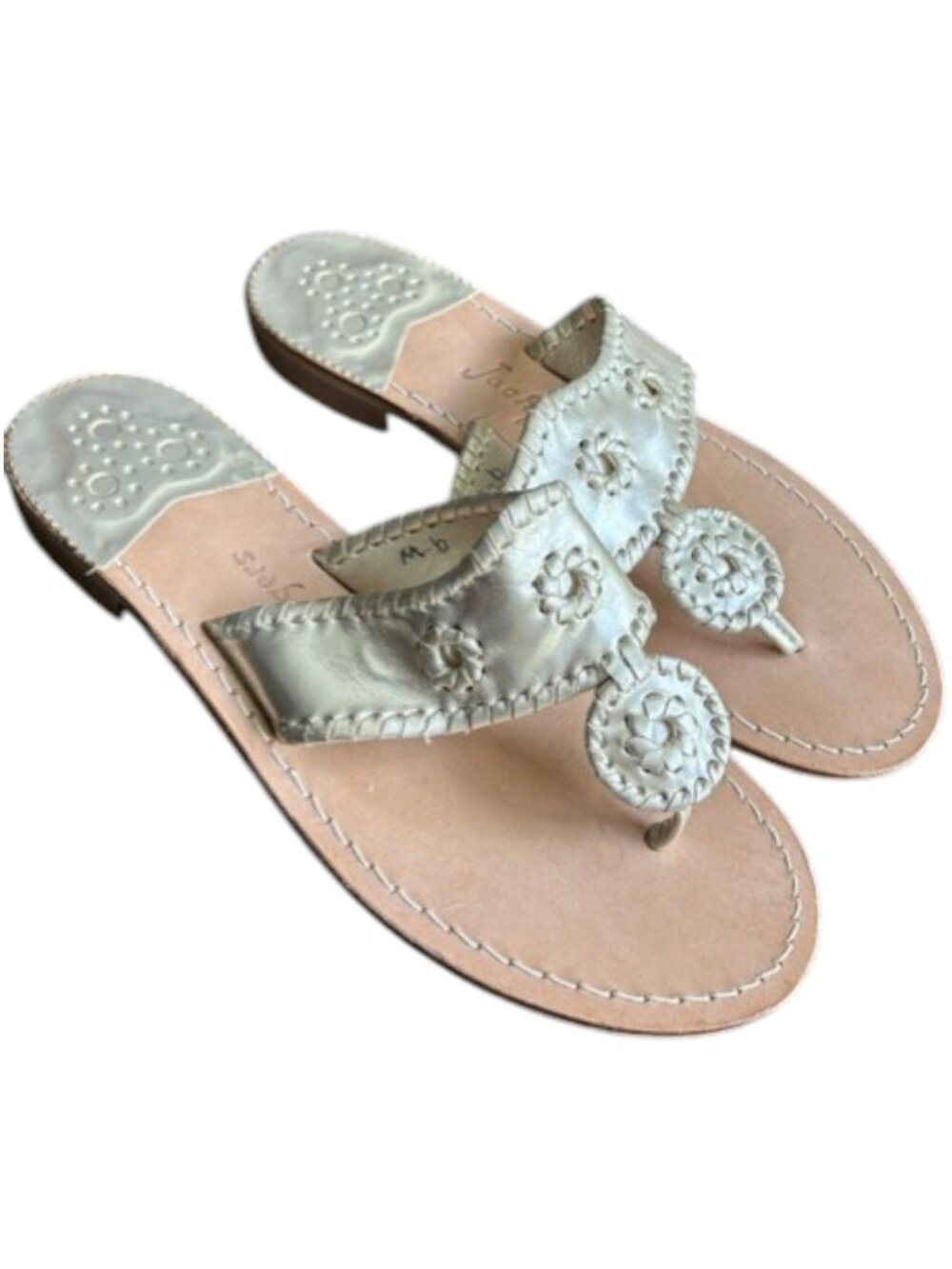Jack Rogers Metallic Silver Leather Sandal